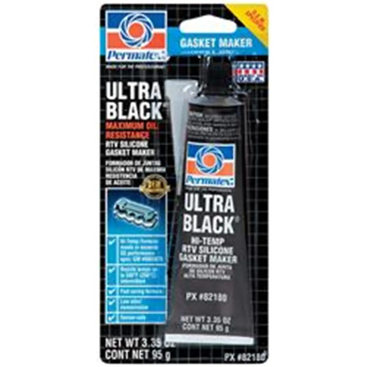 212 MAIN PERMTX-LOCKT 82180 High Temperature Resistant Ultra Black Maximum Oil Resistance Sensor Safe RTV Silicone Gasket Maker, 3.35 Oz, Fast Curing
