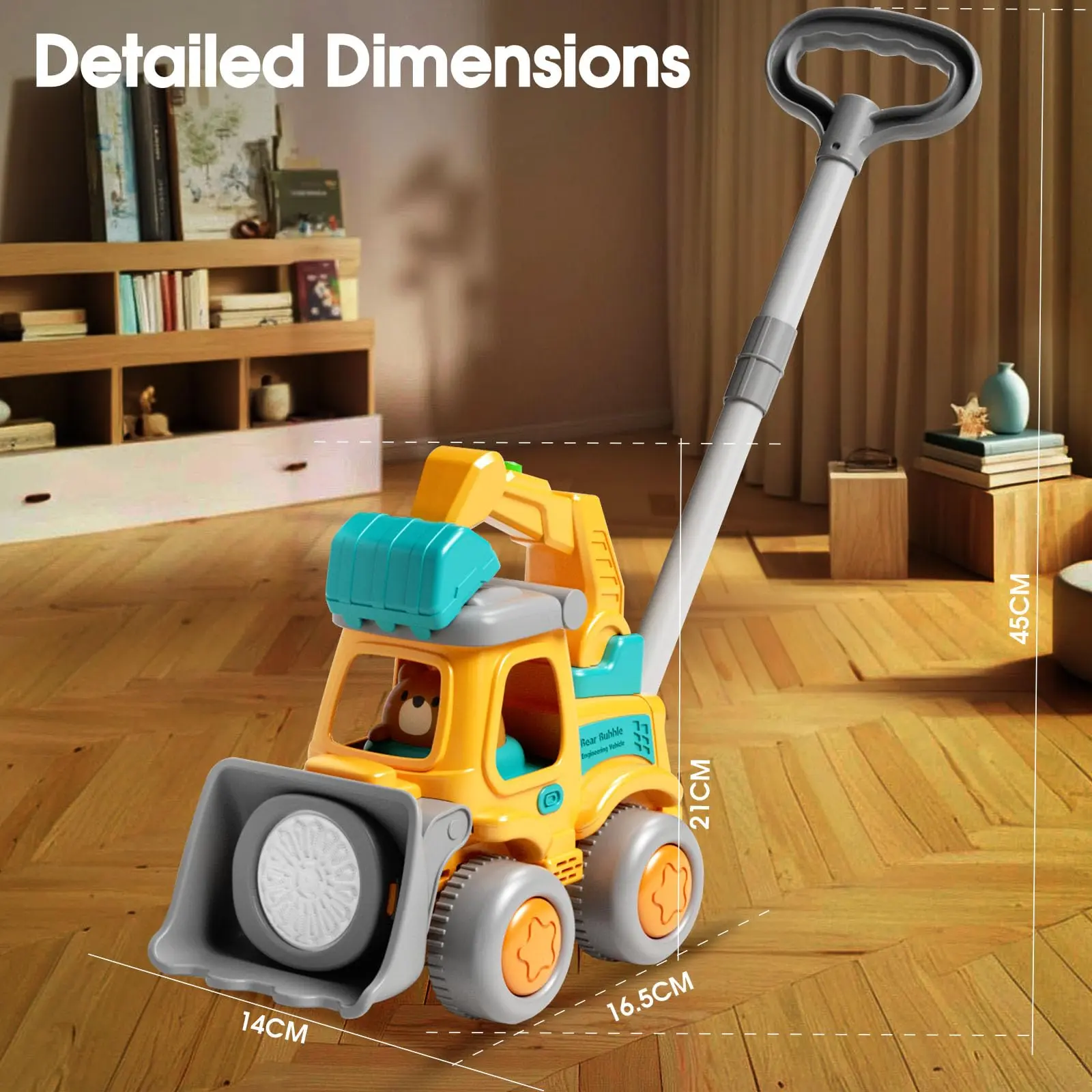 Excavator Automatic Bubble Machine for Toddler Kid Toy 3 4 5 6 7 8 Year Old Little Boy Girl Gift Lawn Mower Maker Blower Summer Outdoor Push Toys Easter Christmas Birthday Present