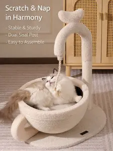 2-in-1 Cute & Cozy Durable Teacup Coffee Cup Large Cat Bed & Scratch Post Original Design with Sisal Wrapped Elevated Aesthetic