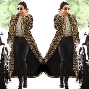 2024 autumn and winter leopard print faux fur coat, new thick and warm plus size hooded long faux fur coat