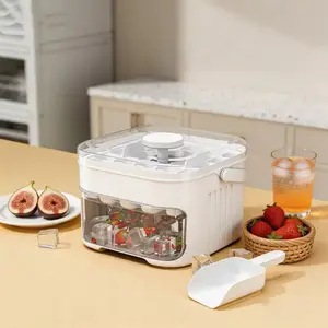 2-in-1 Ice Maker Tray with Container | Leakproof, Stackable Ice Cube Mold for Freezer, BPA-Free，No-Twist Ice Cube Tray with Lid & Scoop | One-Click Release, Mess-Free Ice for Cocktails & Iced Coffee