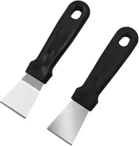 2-Pack Grill Scrapers, Small Metal Scraper Spatula for Outdoor BBQ, Cleaning Scraper Spatula