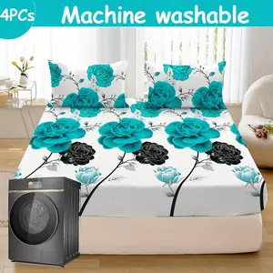 Floral Pattern Bedding Set, 1 Count Bedspread & 1 Count Fitted Sheet & Pillowcase without Filler, Soft Comfortable Bedding Set for Home Bedroom, Comfy Bed Sets, Bed Sheets Set