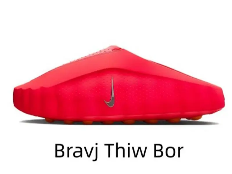 Solid Red Slip On Training Slides Curved Wrap Contour Design Soft Mesh Inner Lining Shock Absorbing Cushion Insole Lightweight Outdoor Slippers