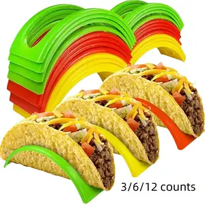 Random Color Taco Holder, 3/6/12pcs Plastic Food Stand, Multifunctional Sandwich Support for Home Kitchen, Kitchen Utensils Accessories