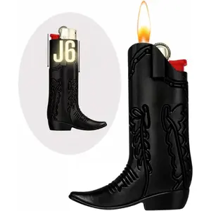 Cowboy Boot Lighter Case for J5 & J6 BIC Lighters Silver Full Size J6 Holder Sleeve Perfect Fit Versatile Practical outdoorfun
