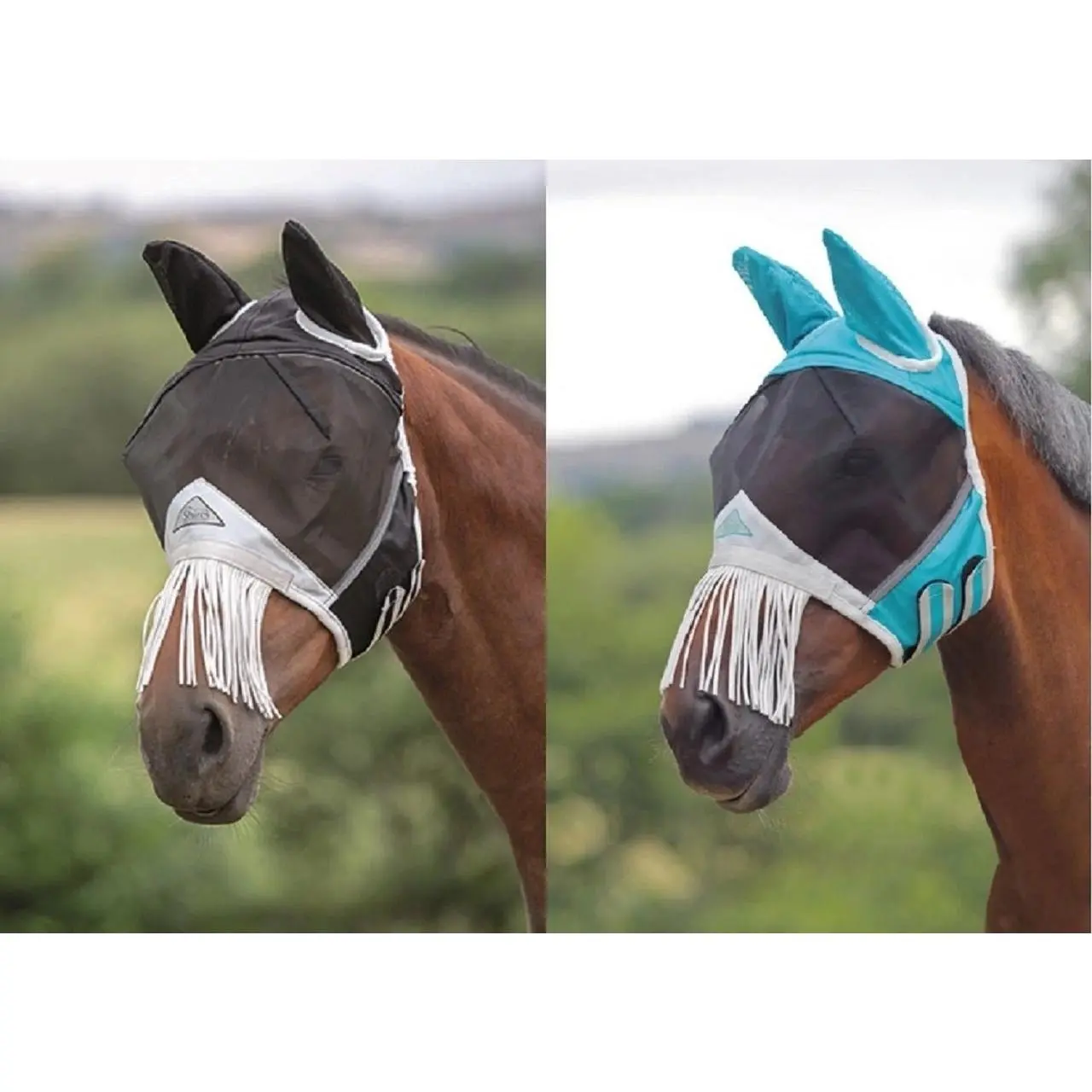 Shires Fine Mesh Fly Mask with Ears & Nose Fringe – 70% UV Protection