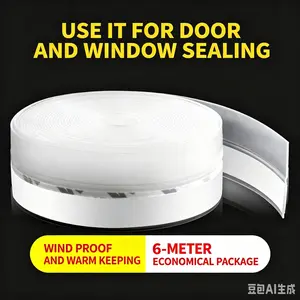 Windproof Warm Double Door Seal Strip, Self-Adhesive Door Bottom Window Gap Weather Stripping, Soundproof Dustproof Draft Stopper