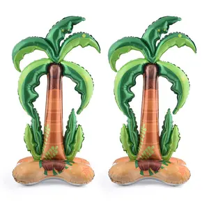 Giant Palm Tree Balloon Standing Palm Tree Foil Balloons Party Decor with Base,for Kids Adults Hawaiian Luau Party Baby Shower Ball Summer Theme Decoration
