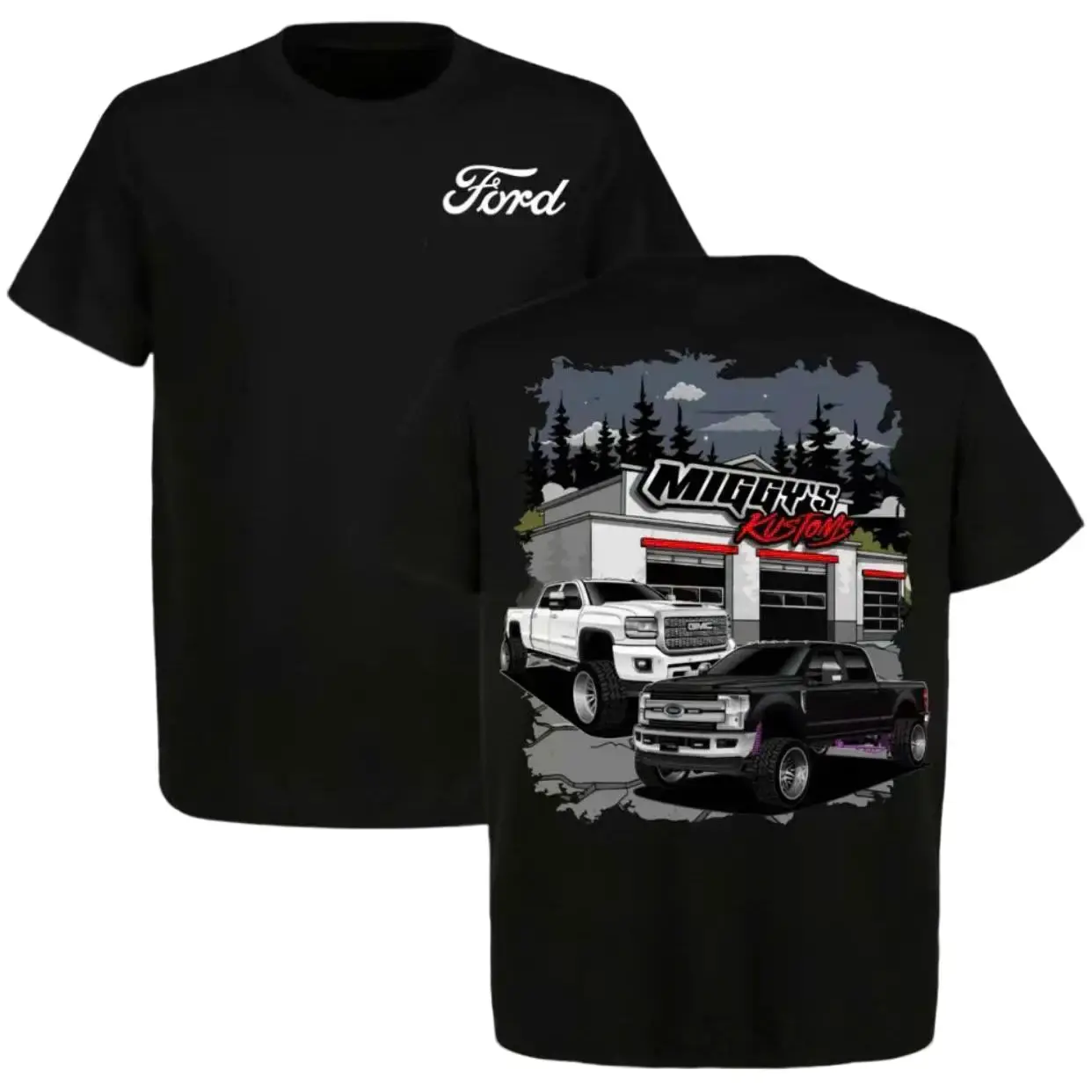 GMC Denali & Ford F250 T-Shirt, Classic Pickup Style Cotton Tee, Unisex Casual Wear For Truck Fans