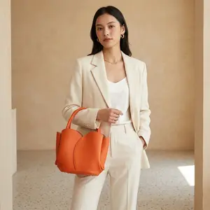 Chic Orange Tulip Bag | Unique Petal Design Daily Handbag