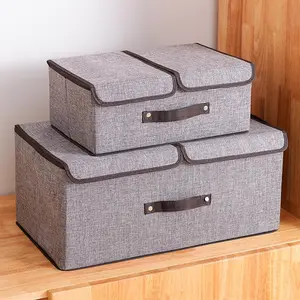 Fabric Storage Box, 1 Count Foldable Clothes Storage Box with Lid, Home Organizer for Living Room Bedroom Study Room Office, Clothes Pants Organizer, Clothes Storage Chest, Folding Storage Box