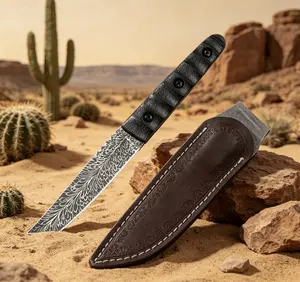 Premium Collectible EDC Utility Knife, Versatile for Fruits, Opening Packages, Camping & Outdoor Cooking, High Hardness Feather Pattern Blade with Leather Sheath, Perfect for Daily Use, Hiking & as a Unique Gift