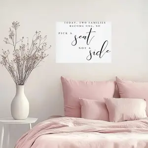 2D Flat, 2D Flat, 1pc Framed Canvas Wall Art - 'Pick A Seat Not A Side' Wedding Sign, Home Decor, 11.8X15.7 inch, Wooden Frame, Elegant Cursive Script, Perfect for Weddings & Family Gatherings, Wedding Decor, Perfect for Room Decor Retro Style	