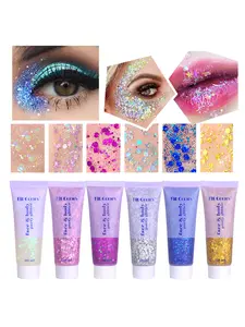 Body Glitter Gel, Face Glitter Body Gel Sequins Shimmer Liquid Eyeshadow, Chunky Glitter For Face Hair Nails, Holographic Cosmetic Laser Powder Festival Glitter Makeup