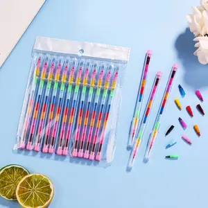Creative 11-Section Stackable Building Block Painting Pens, 11 Colors, 12/24/36 Pieces, Fun Party Favors, Holiday Candy Prizes, Christmas Halloween Classroom Rewards