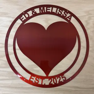 Valentine Heart Personalized Decor Metal Circular Design with Heart & Custom Name for Wall Decoration Circle Full Name Unique Home Office Decor