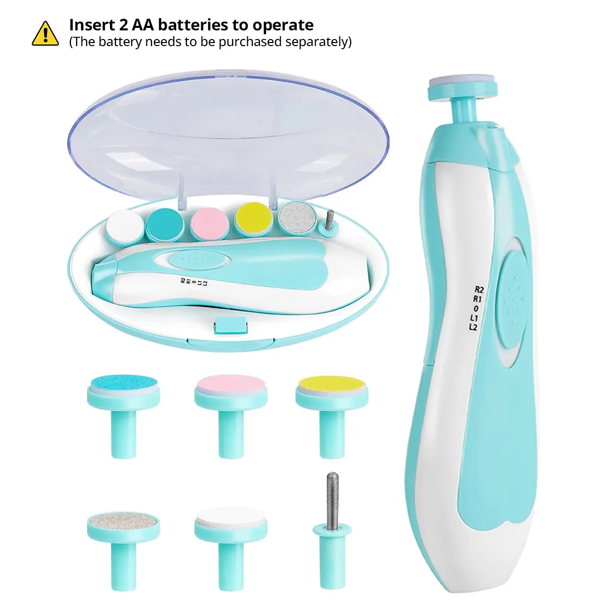 Cochildor Electric Baby Nail Kit with 6 Grinding Heads, Safe Anti-Scratch Nail File Trimmer & Polisher for Newborn and Infant Care