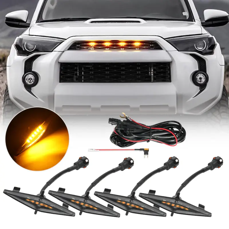 Smoked Amber/White LED Raptor Lights For 2014-2023 Toyota 4Runner Truck Headlight Restoration Kit