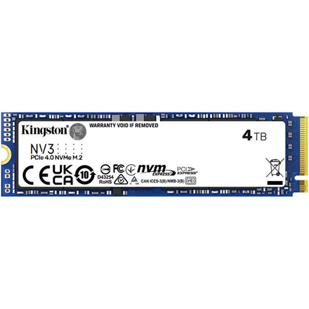 Kingston NV3 4TB NVMe M.2 SSD - 2280 M.2 Form, PCIe 4.0 x4 Interface, 3D NAND Flash, 1280TB TBW, 4TB Work Space, Free True Image Cloning Software, Clone in Windows, 2000000 Hours MTBF Rating