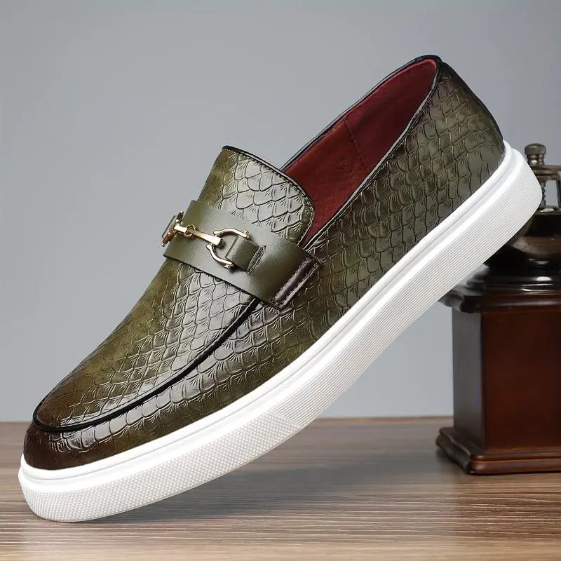 Men's Classic British Style Cowhide Leather Smart Casual Shoes - Closed Toe, Soft Sole Walking Shoes for Work & Office, All Seasons Footwear