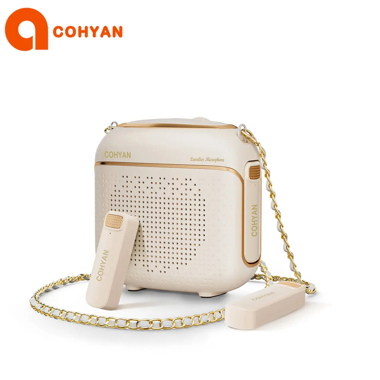 COHYAN K29 Portable Voice Amplifier with 2 Wireless Bluetooth Microphones, High-Definition Audio, Portable Speakers & Rechargeable Bullhorn Megaphone for Teachers, Classroom, Meetings, Beige,summerwins