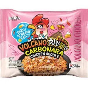 Paldo Volcano Carbonara Chicken Noodles 1- 4.58 Ounce - Creamy Spicy Instant Food from Korea