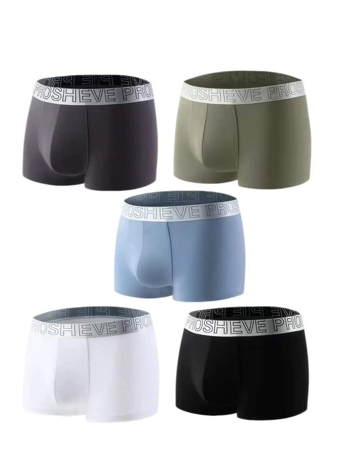 PROSHEVE Men's 5pcs Cotton Boxer Briefs - Buttery Soft Plain, No-Roll Waistband, Anti-Ride-Up, Breathable Moisture-Wicking, Cold Wash Friendly Underwear for Sports, Casual Use, Underwear Set, Cotton Underwear, Contoured Pouch