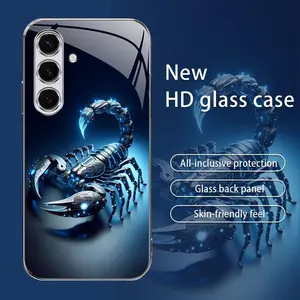 Suitable for [Galaxy S24] Simple Scorpion Series Metal Paint Tempered Glass Protective Case Anti-fouling Fashion Trend Personality Hot Sale 995