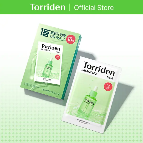 [Torriden Official] BALANCEFUL Cica Facial Mask (10 sheets) | Extra Soothing Sheet Mask for Calming Care with 5D CICA, Panthenol, Suitable for sensitive skin, Sensitive Skin Calming