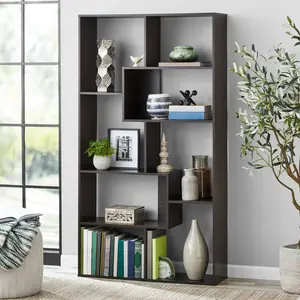 Modern 8-Cube Bookcase, Espresso, High-Elevation Design, Elegant Black Finish, Ideal for Home Organization