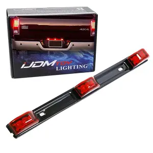 Ford F-150 F-250 F-350 F-450, Dodge RAM 1500 2500 3500, Chevrolet Silverado GMC Sierra, Red Lens 3-Lamp Truck Rear Tailgate or Trailer LED Light Bar