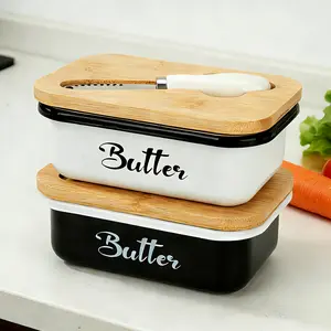 Butter Dish with Lid and Butter Curler Knife -   Keeper Container with Double Silicone Sealing, for Kitchen Farmhouse Decor Large Butter Container with Silicone Home Decor Kitchen Gift White/Black kitchen gadgets