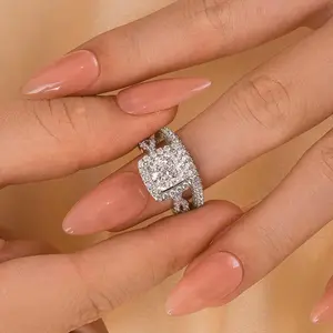 Effinny 2.0ct Exquisite Princess Cut Engagement Ring Set For Women, 5A Grade Cubic Zirconia Promise Ring Outdoorfun