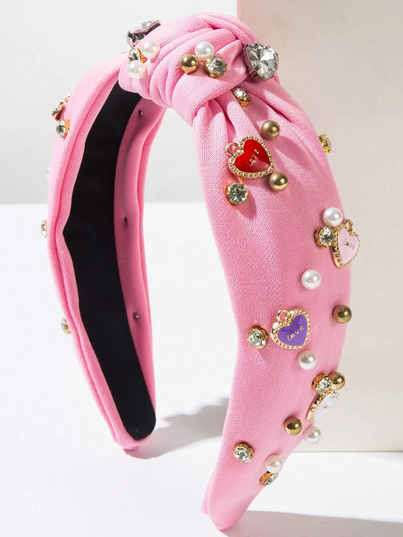 1pc Women's Sweet Love Hair Hoop, Fashion Diamond Pearl Hair Hoop, Headbands, Heart Headband, Bling Hair Headband, Valentine's Day Gift, Date, Girlfriend Gift, Mother's Day Gift, Wedding, Companion Gift, Daily Casual Hair Accessories
