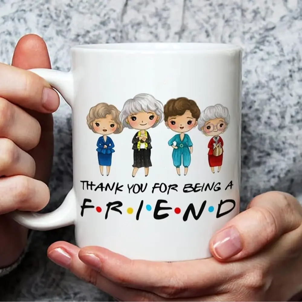 Golden Girls Thank You For Being A Friend, TV Show, Stay Golden Coffee Mug, 11 Oz Novelty Cup, White- Multicolored - Unique Gift