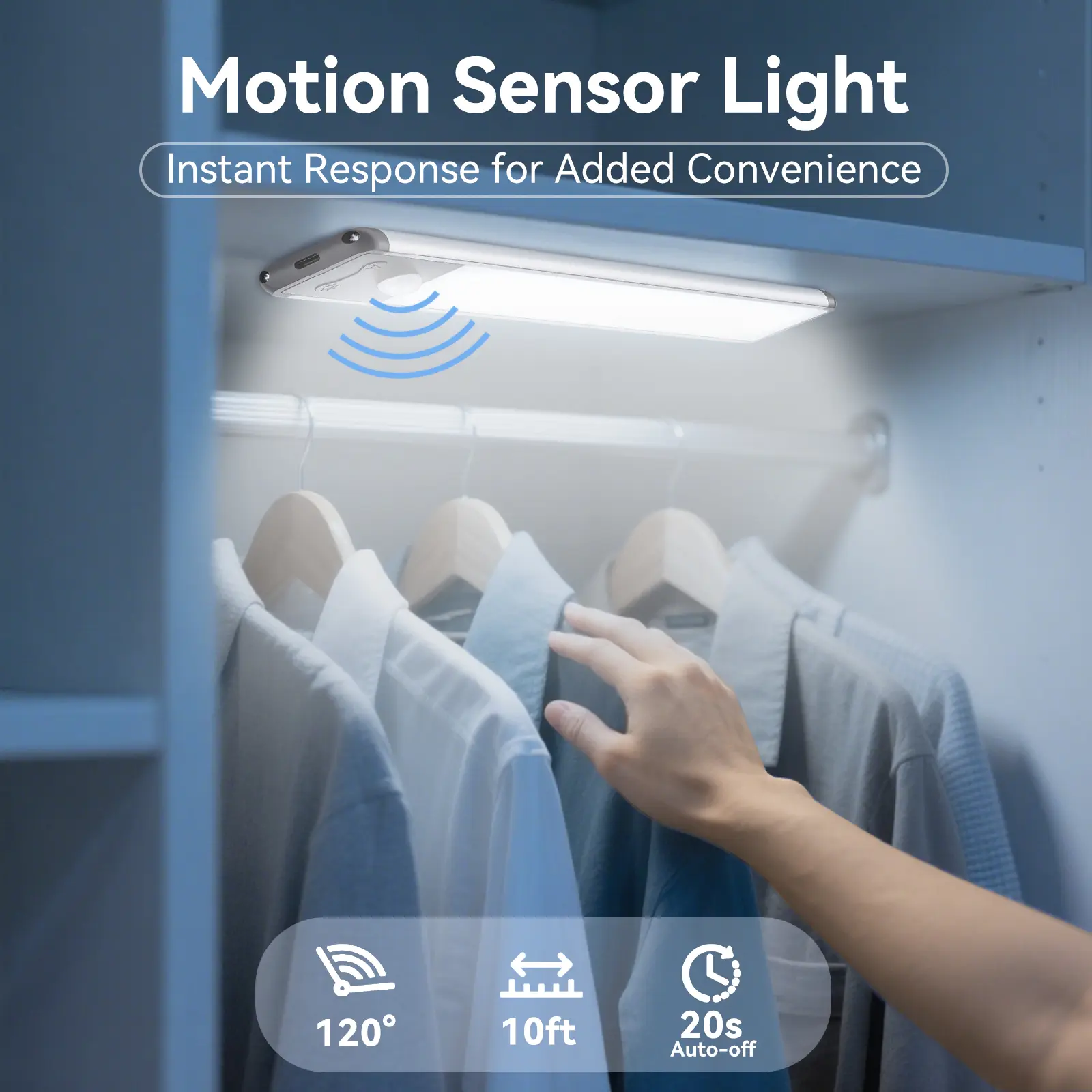 2 pcs 2000mAh Rechargeable Punch-Free Wireless Magnetic Motion Sensor Light Multi-scene Use for Wardrobe, Kitchen, Bathroom, Hallway Corridor Organiser