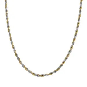 Shop LC Rope Chain Necklace in ION Plated Yellow Gold and Stainless Steel 20-22 Inches