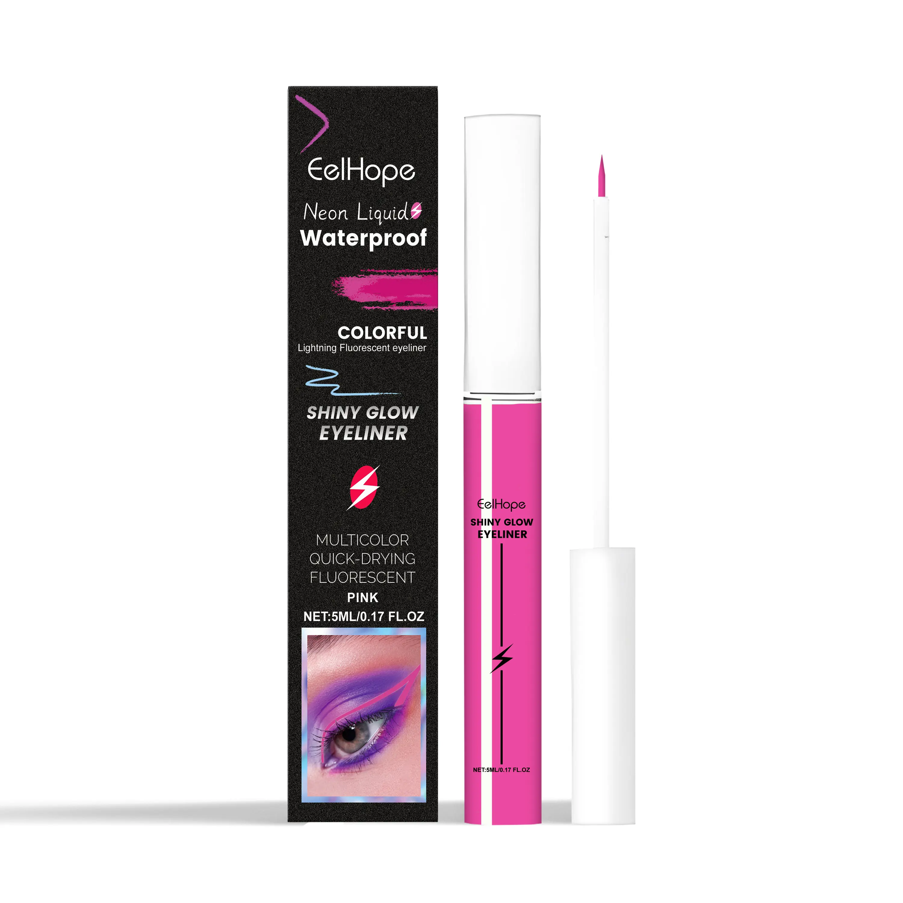 Eelhope Fluorescent Eyeliner Liquid (Pink) Colorful Charming Eyeliner For Long-Lasting Smooth And Moisturizing Eyes Without Fading