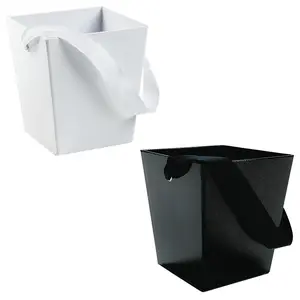 Black & White Cardboard Buckets with Ribbon Handle Kit - 12 Pc.