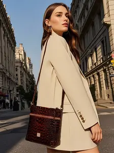 Women's Single Shoulder Bag, Colorful Crocodile Pattern Crossbody Bag, Trendy Gradient Design, Fashion Accessory for Daily Use