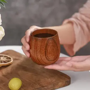 Japanese Large Belly Cup, Drinkware, Fun Unique Round Design for Tea Drinking and Gift Giving, Wooden Material for a Cozy Touch