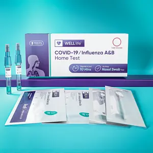 WELL Life COVID-19 / Influenza A&B Home Test, 2 Tests, Covid Tests Quick 10-Minute Results, FDA EUA Authorized, Non Invasive Home Tesing Kit