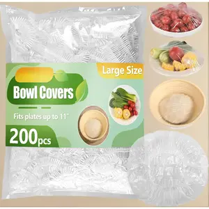 Reusable 200pcs Large Elastic Bowl Covers for Sourdough Bread Proofing and Food Fresh Keeping Waterproof Shower Cap Design Plastic Wrap Alternatives