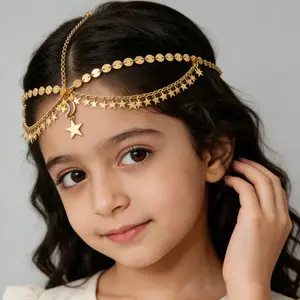 Boho Style Moon & Star Alloy Chain Crystal Hairband Pendant Charms, Elegant Accessory for Women, Perfect for Parties, Festivals, Daily Wear, Costume Headpiece