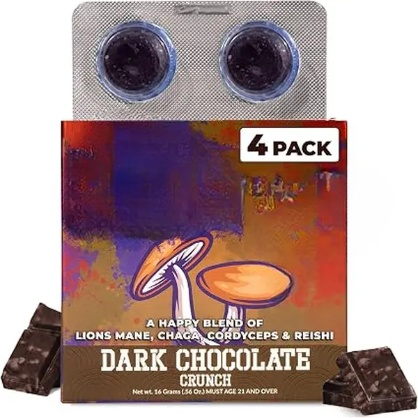 Mushroom Gummies 3200mg | Lion's Mane, Reishi, Cordyceps & Chaga Blend | 4 Count | Dark Chocolate Flavor