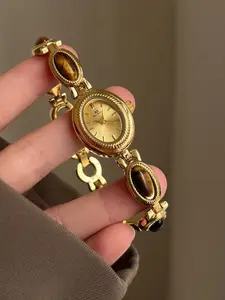 Women's High-End Quartz Watch, Vintage Tiger Eye Stone Design, Elegant Luxury Analog Dial, Perfect for Work and Parties, Ideal Gift