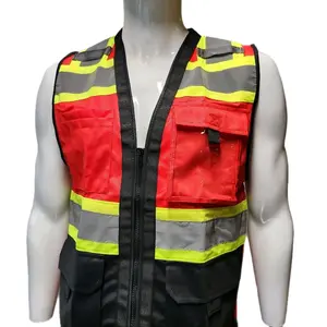 FX Red Safety Vest, with ID Pocket,  Three tone Class I Safety Vest