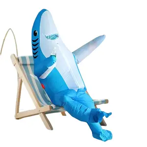 2 Sizes, Cute Unique Standing Shark Design Inflatable Suit, Halloween Christmas Play Inflatable Costume Props