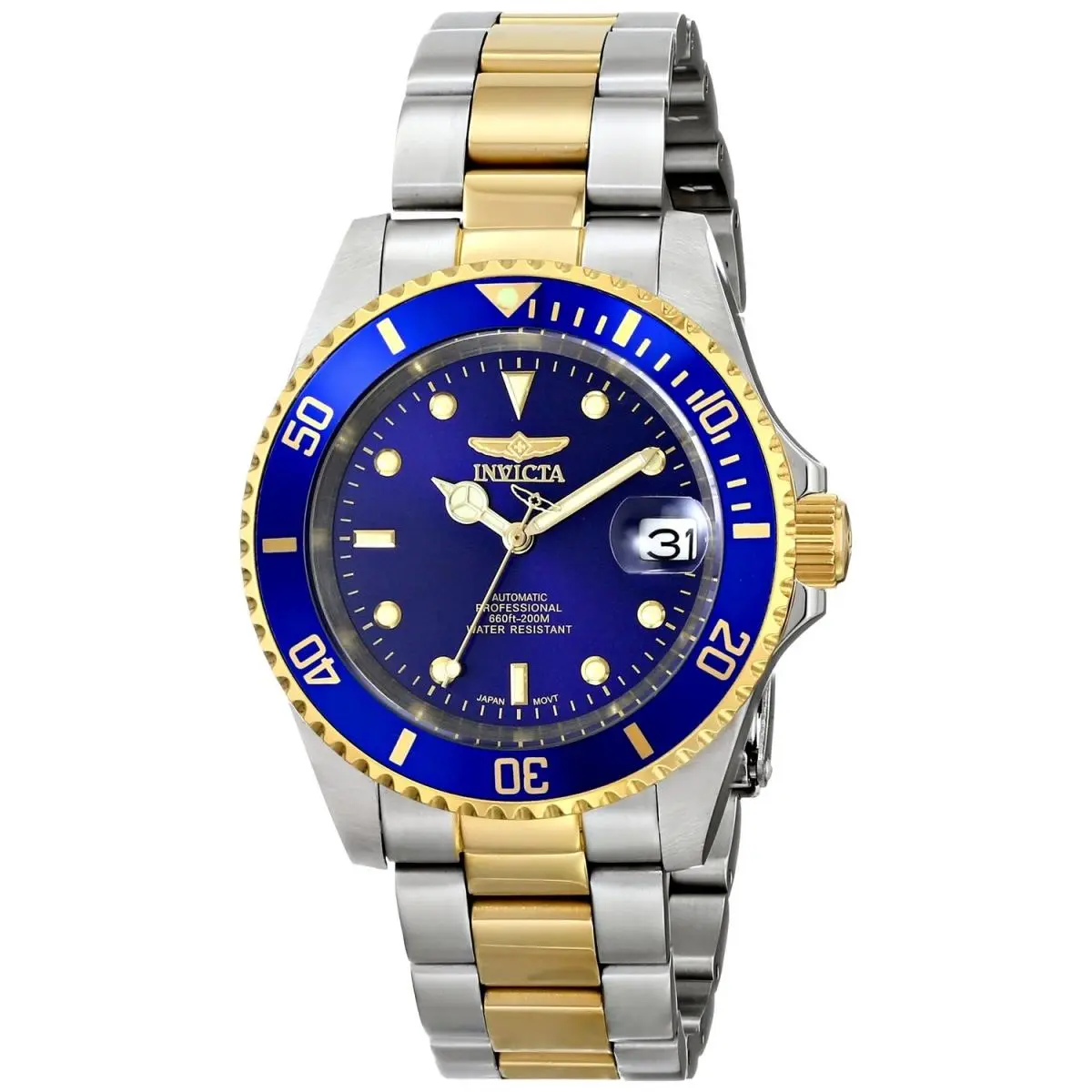 Invicta Men's 8928OB Pro Diver Automatic 3-Hand Blue Dial Watch, Glow-in-the-Dark Self-Luminous Water-Resistant Masculine Round Quartz Watch (Model 886678113309), Glow-In-The-Dark Quartz Watches, Masculine Quartz Watches